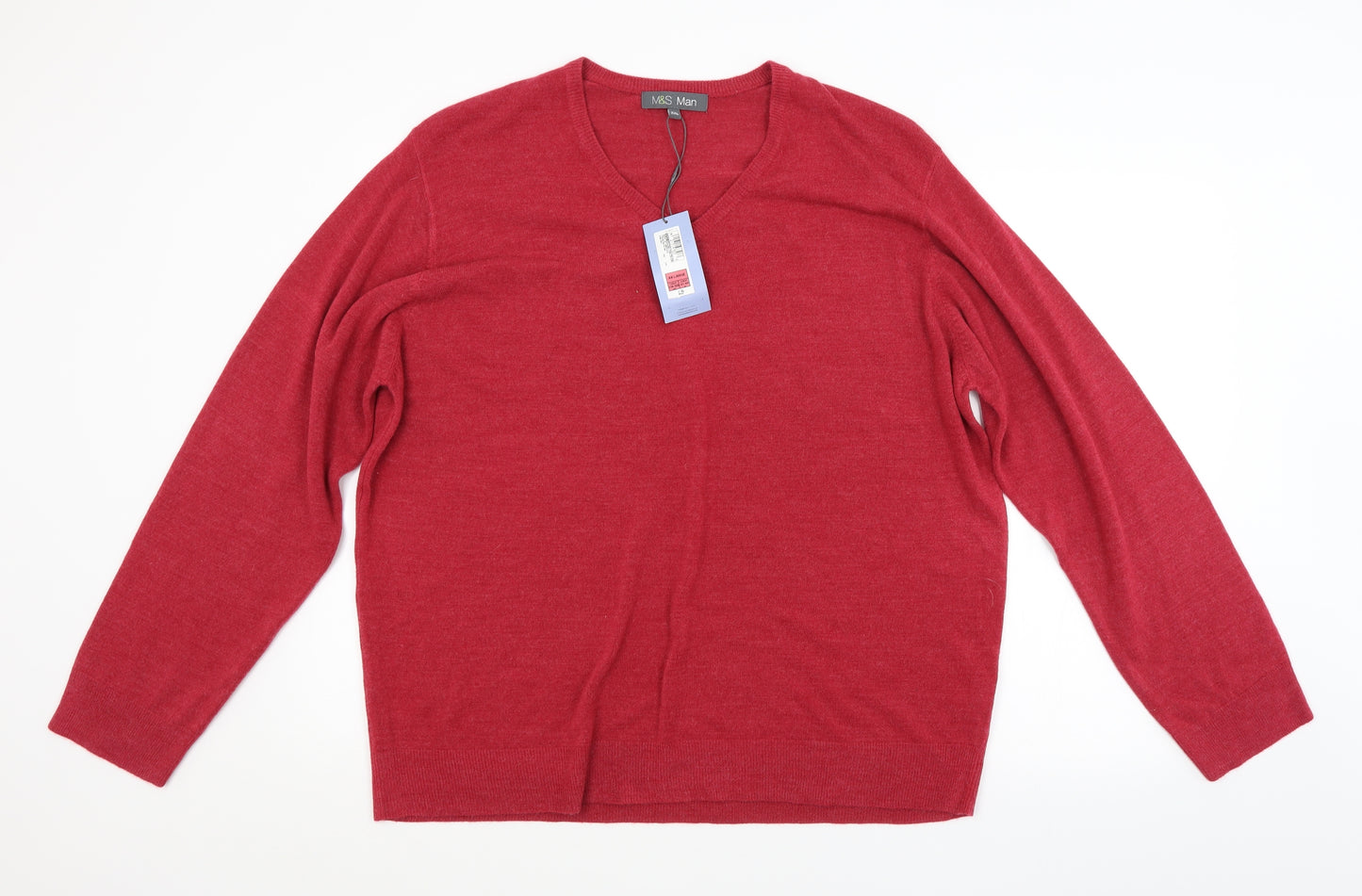 M&S Mens Red   Pullover Jumper Size 2XL