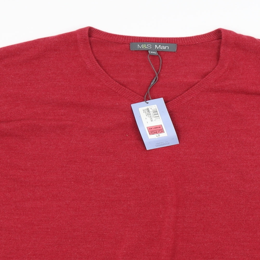 M&S Mens Red   Pullover Jumper Size 2XL