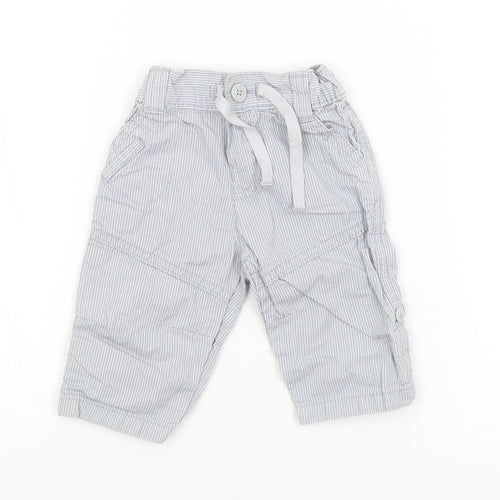 M&S Baby Blue Striped  Cargo Trousers Size 0-3 Months
