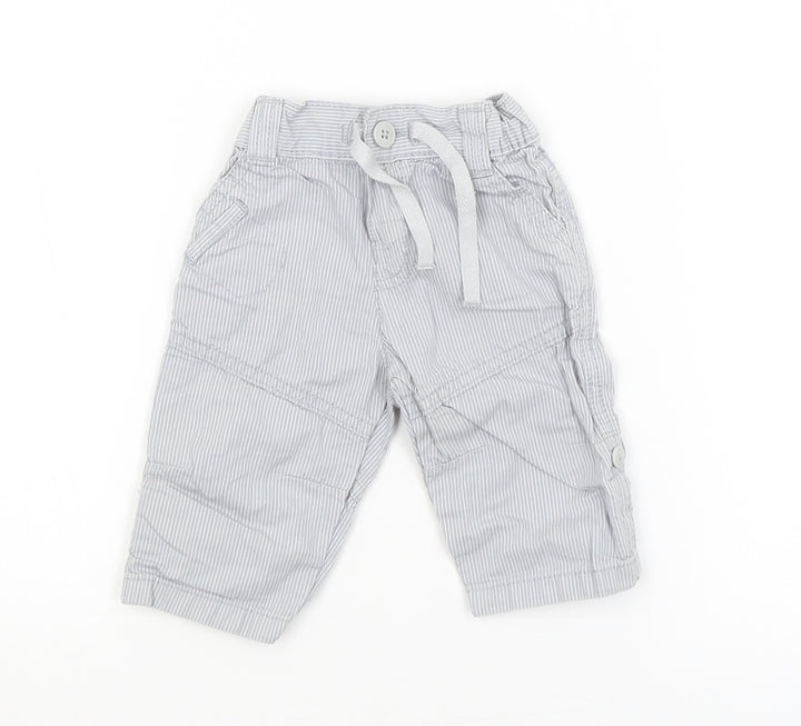 M&S Baby Blue Striped Cargo Trousers Size 0-3 Months