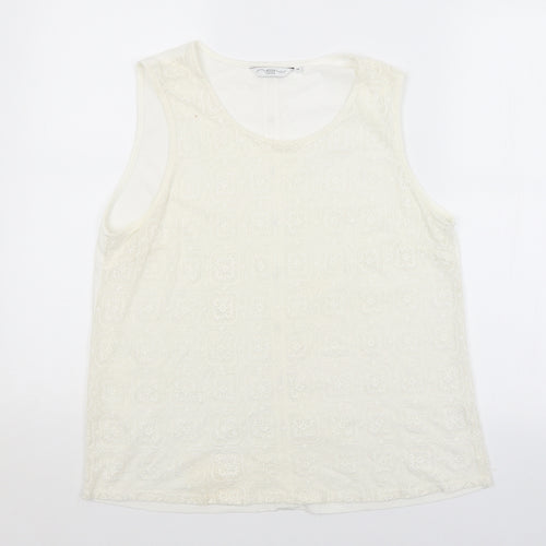 New Look Womens White Argyle/Diamond  Basic Blouse Size 16