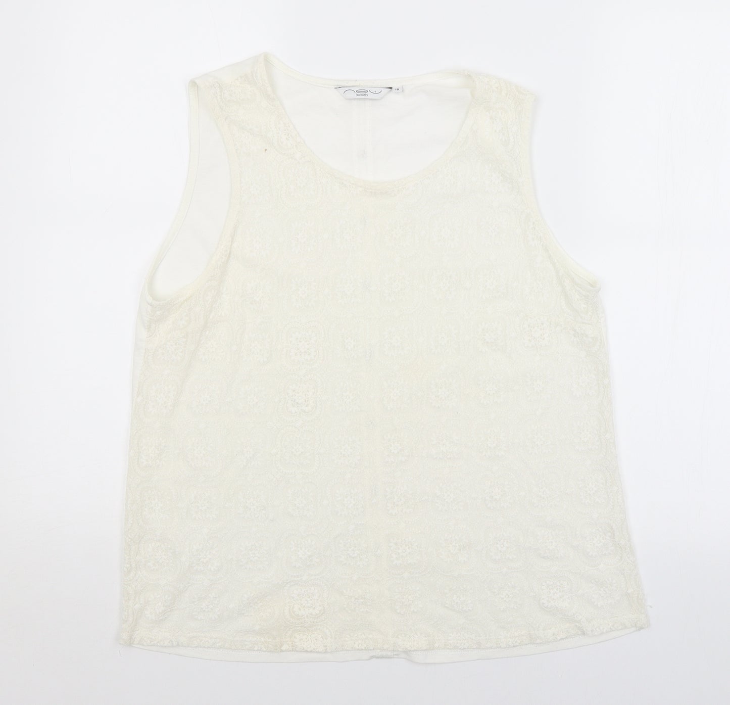 New Look Womens White Argyle/Diamond  Basic Blouse Size 16