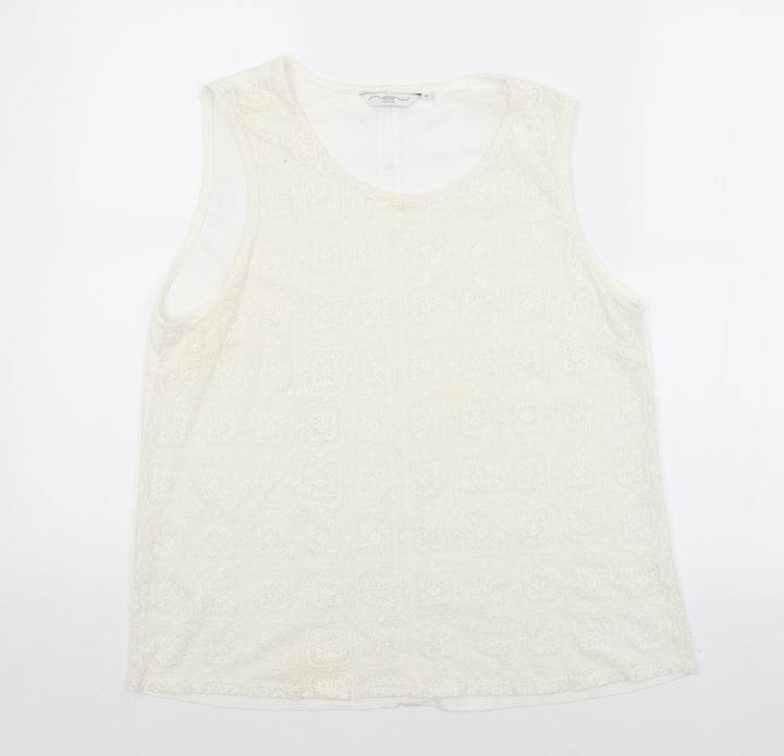 New Look Womens White Argyle/Diamond  Basic Blouse Size 16