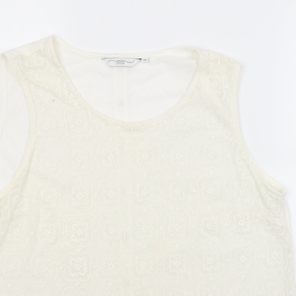 New Look Womens White Argyle/Diamond  Basic Blouse Size 16