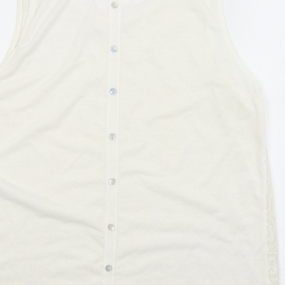 New Look Womens White Argyle/Diamond  Basic Blouse Size 16