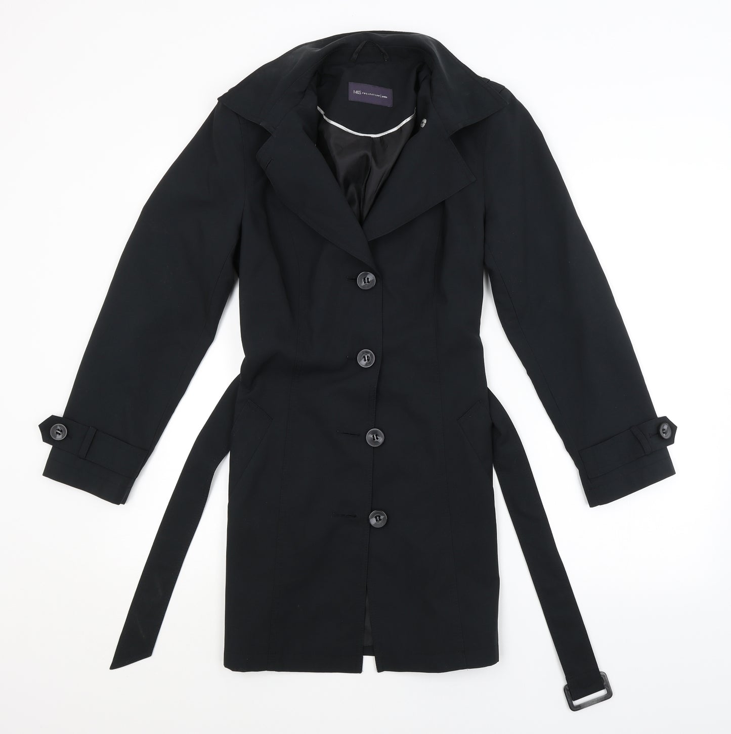 M&S Womens Black   Pea Coat Coat Size 8