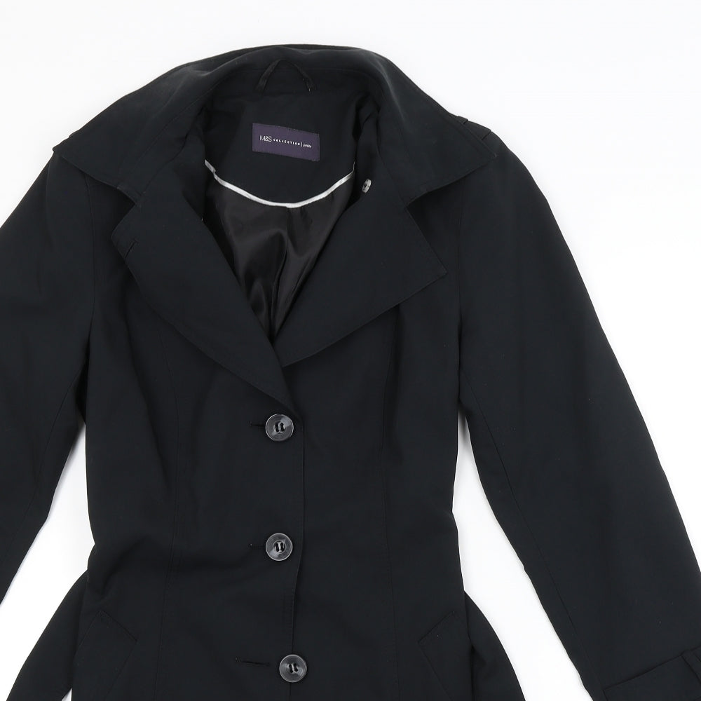 M&S Womens Black   Pea Coat Coat Size 8
