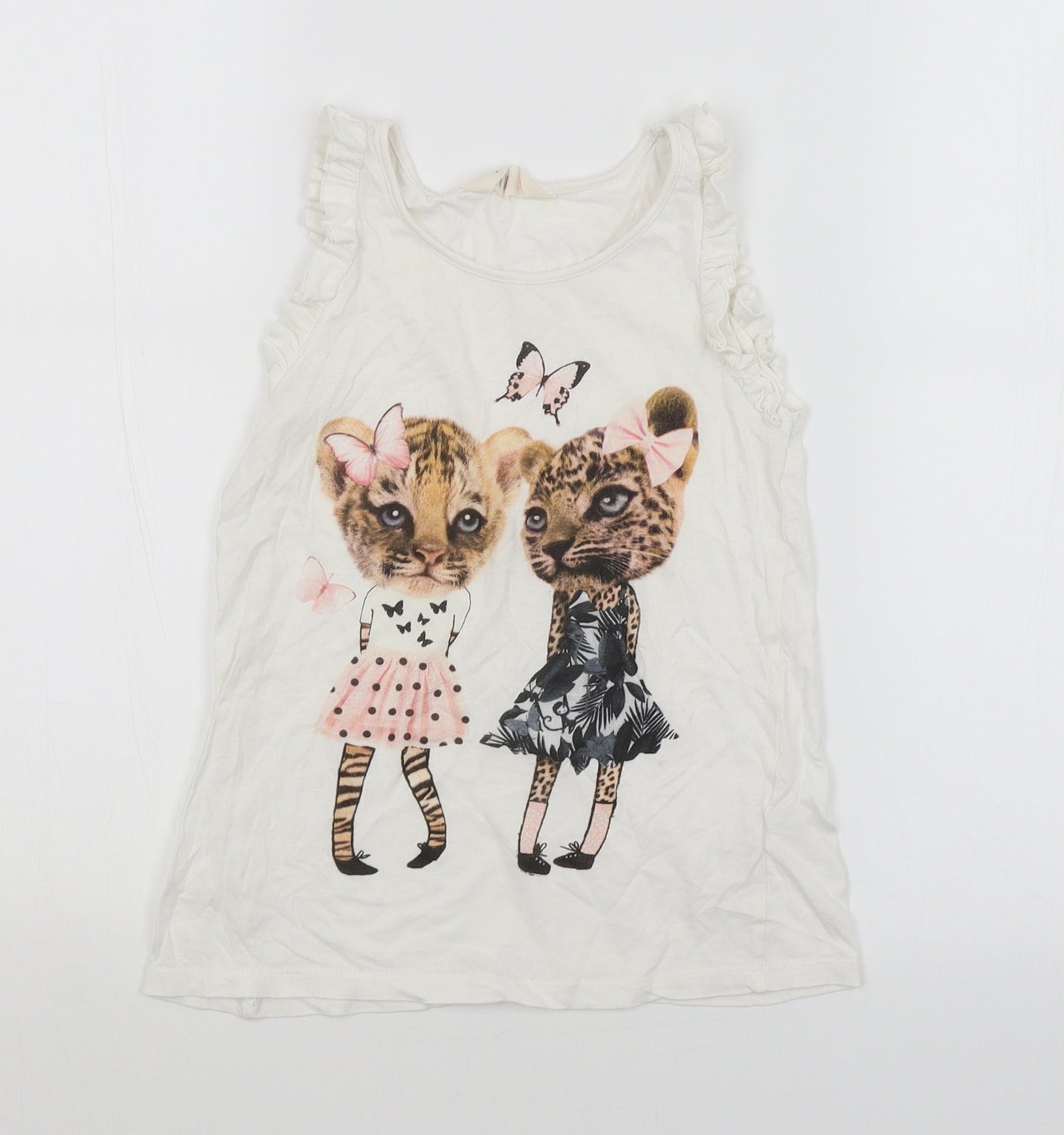 H&M Girls White   Basic Tank Size 8-9 Years
