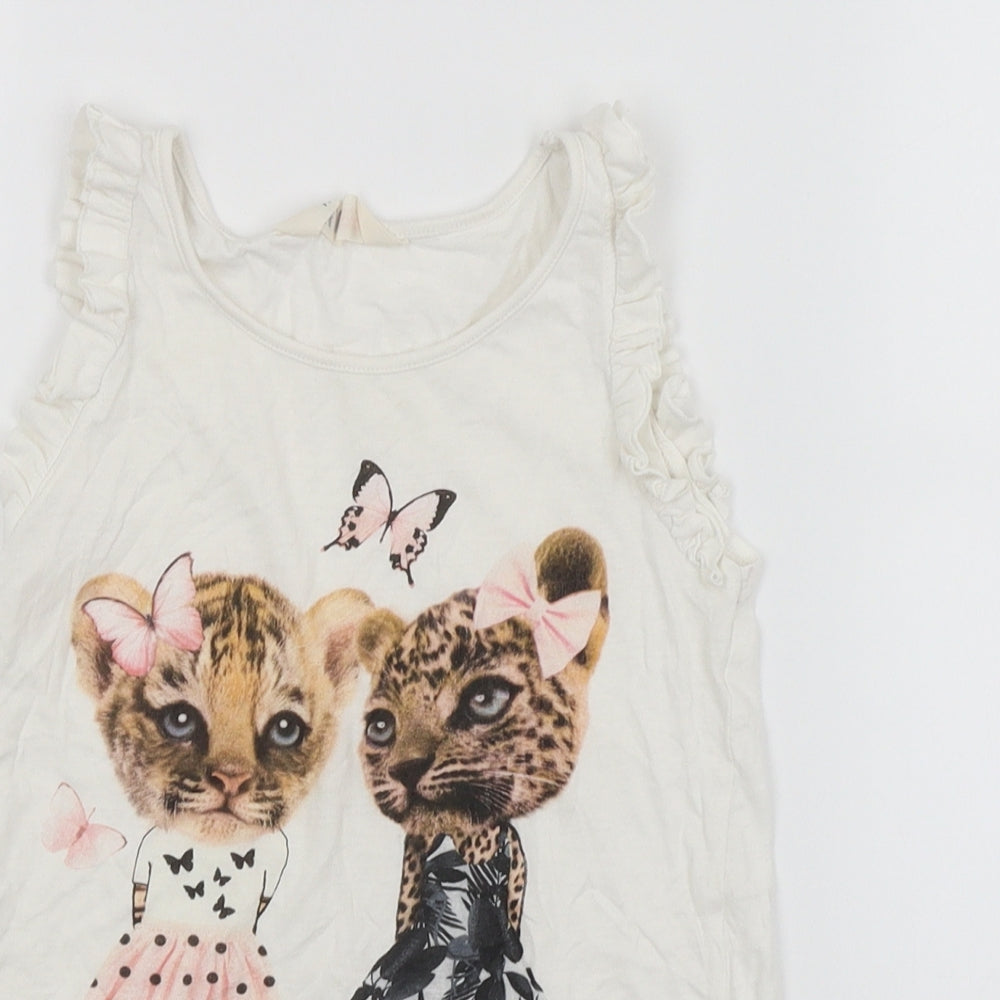 H&M Girls White   Basic Tank Size 8-9 Years