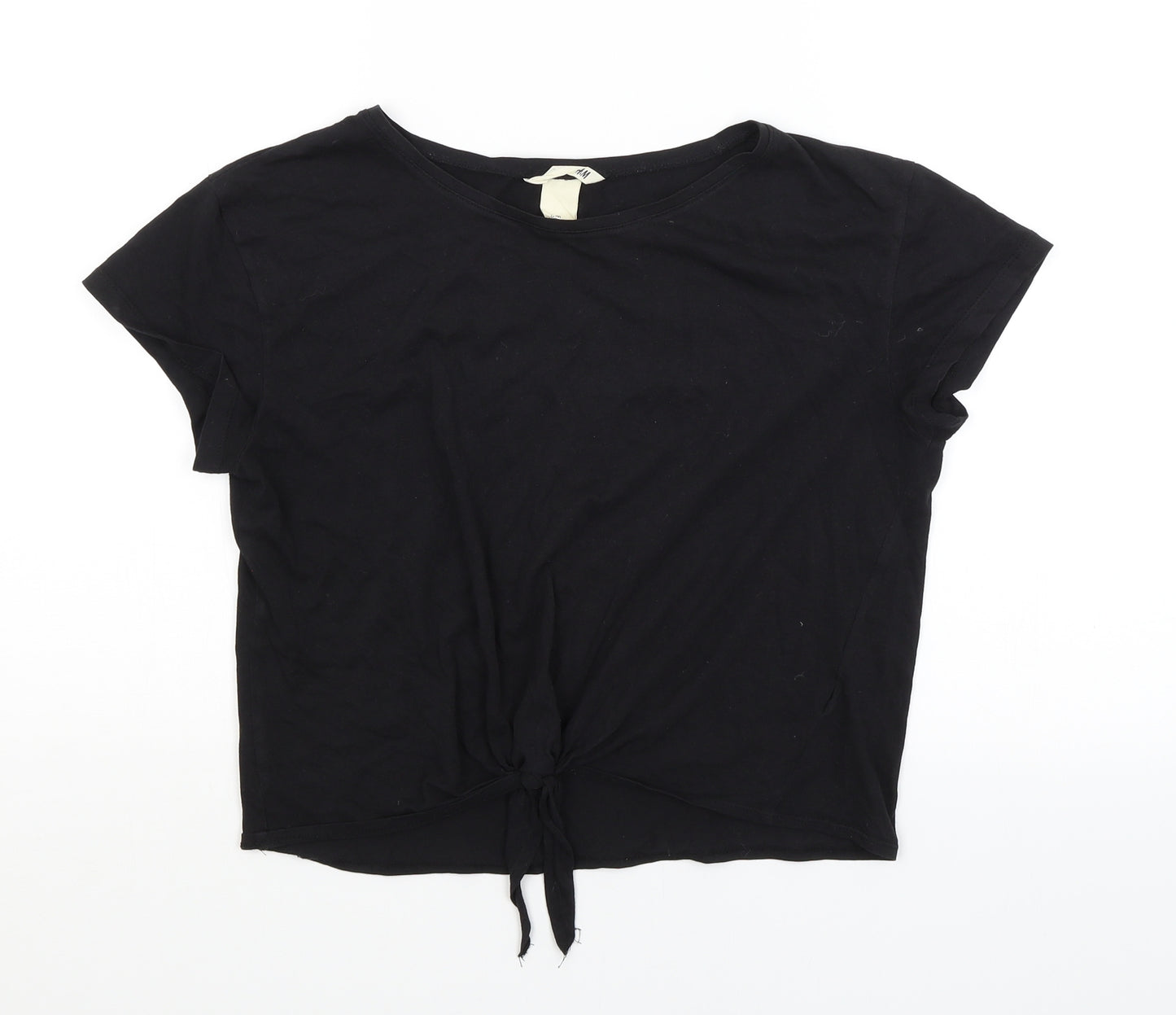 H&M Girls Black   Cropped T-Shirt Size 14 Years
