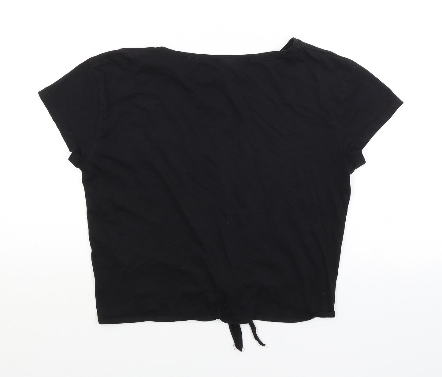 H&M Girls Black   Cropped T-Shirt Size 14 Years