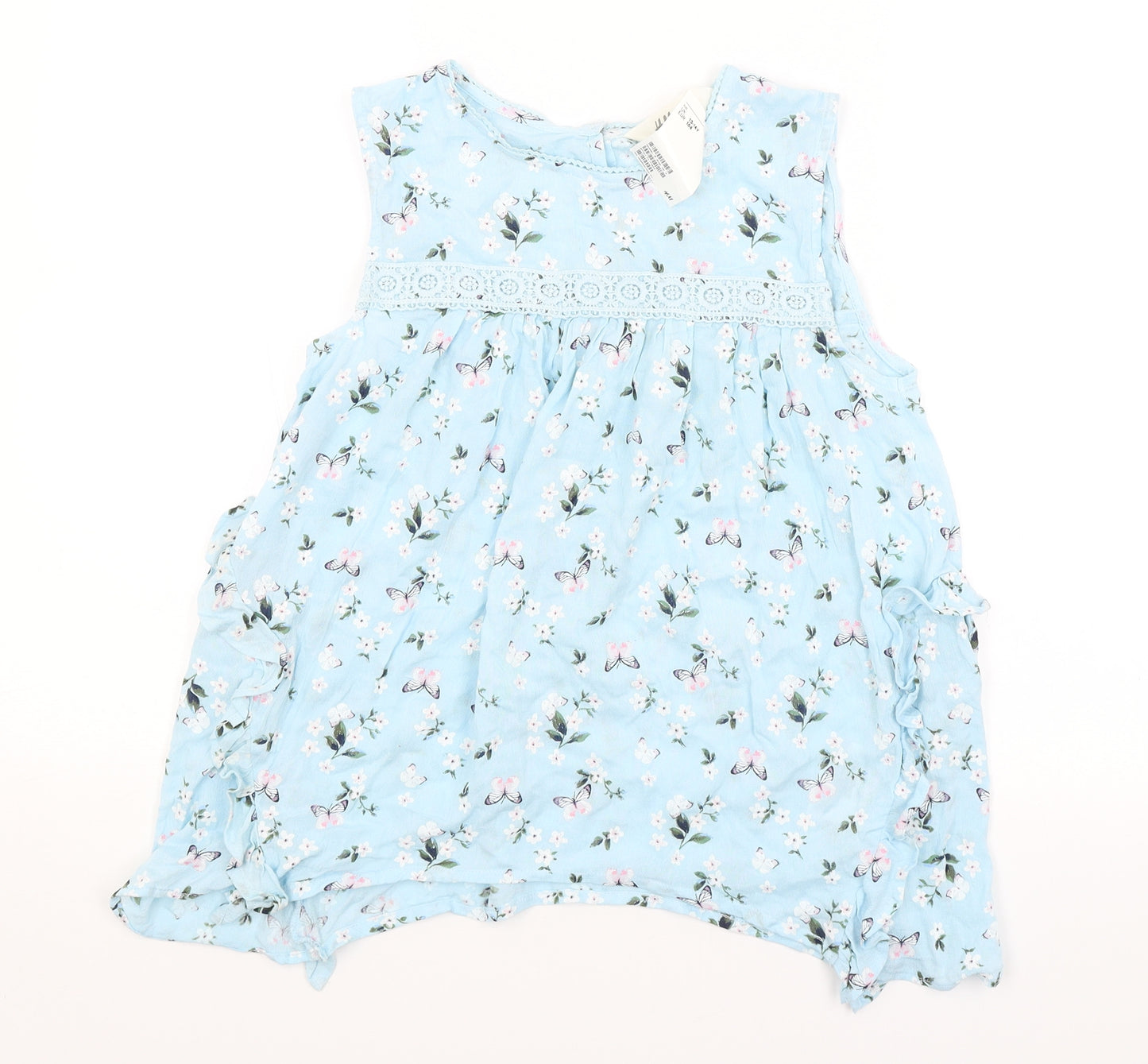 H&M Girls Blue Floral  Basic Blouse Size 13-14 Years