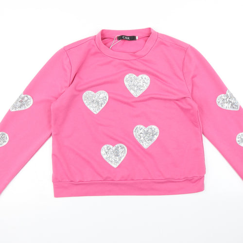 CBR Womens Pink   Pullover Jumper Size L  - Heart print
