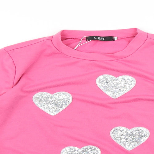 CBR Womens Pink   Pullover Jumper Size L  - Heart print