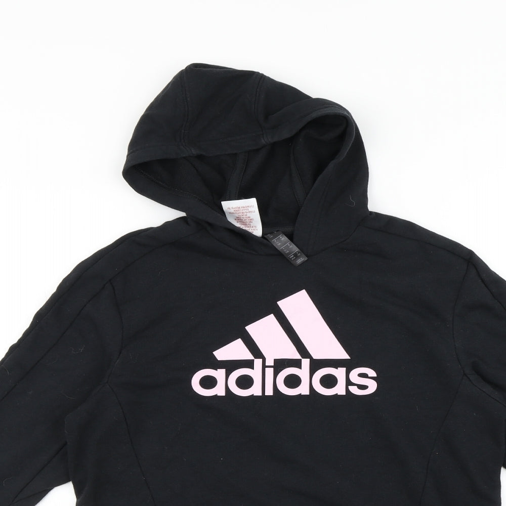 adidas Girls Black   Pullover Hoodie Size 11-12 Years