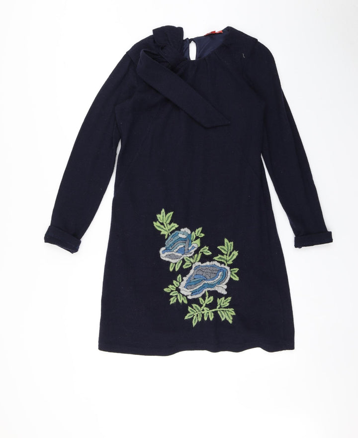 Derby Womens Blue Floral  A-Line  Size S