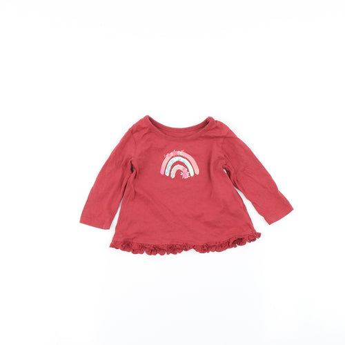 George Baby Red   Basic T-Shirt Size 3-6 Months  - rainbow