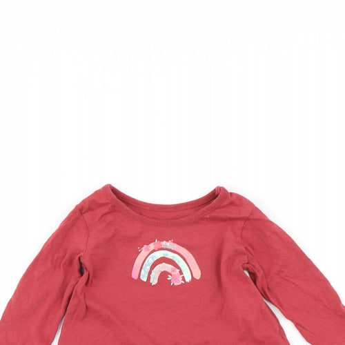George Baby Red   Basic T-Shirt Size 3-6 Months  - rainbow