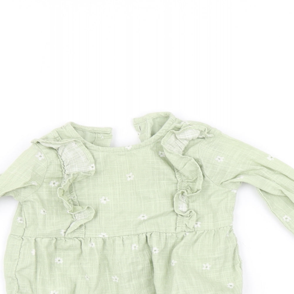 George Baby Green Floral  Romper One-Piece Size 3-6 Months
