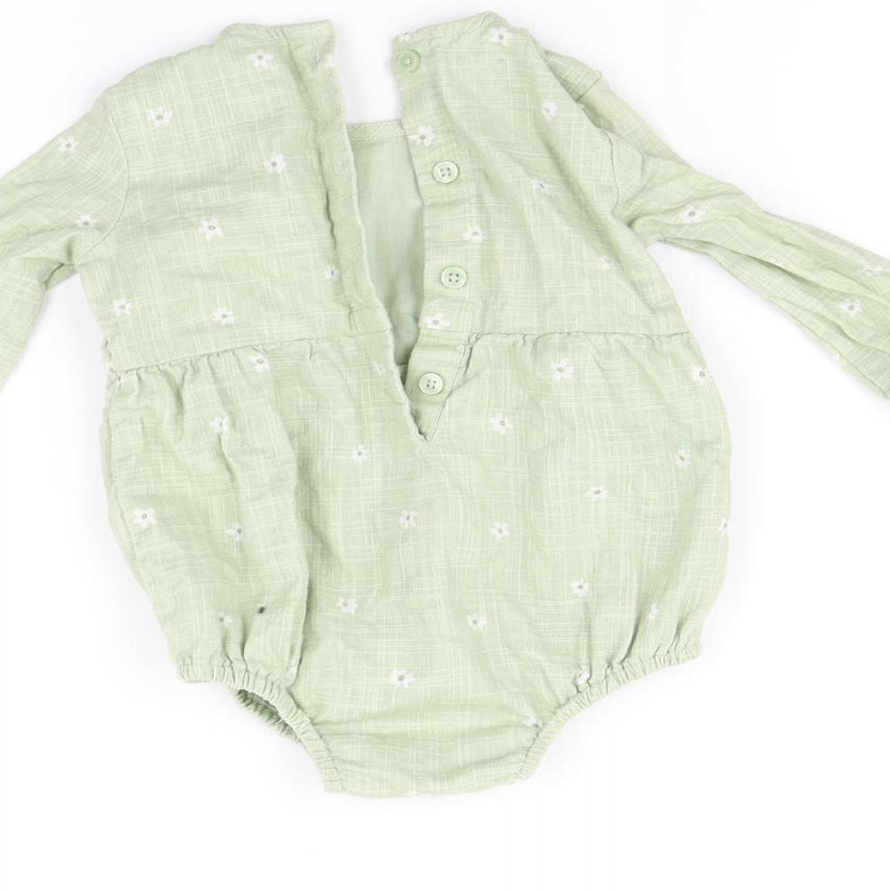 George Baby Green Floral  Romper One-Piece Size 3-6 Months