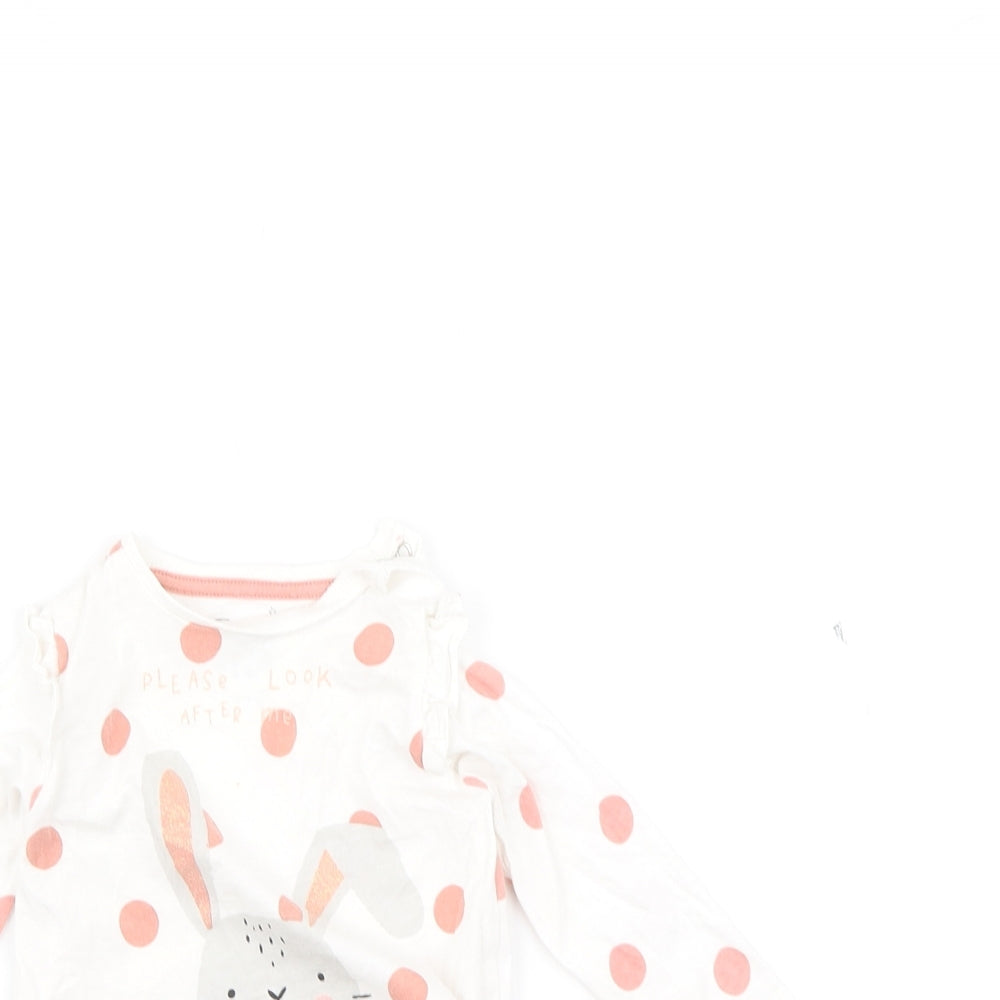 F&F Baby White Polka Dot  Basic T-Shirt Size 3-6 Months