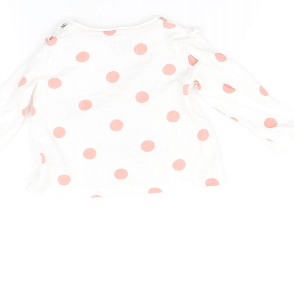 F&F Baby White Polka Dot  Basic T-Shirt Size 3-6 Months