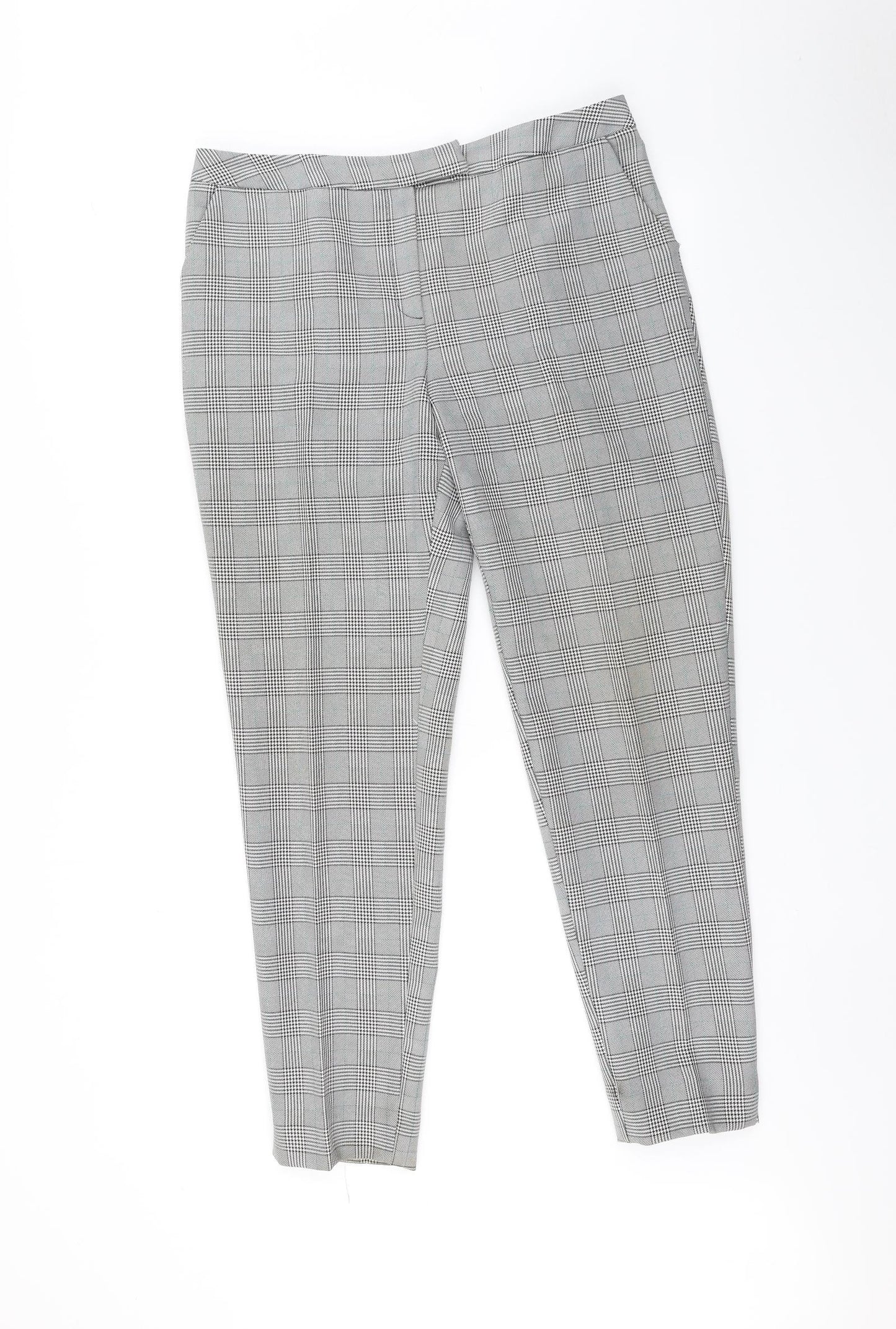 New Look Womens Grey Check  Trousers  Size 12 L28 in