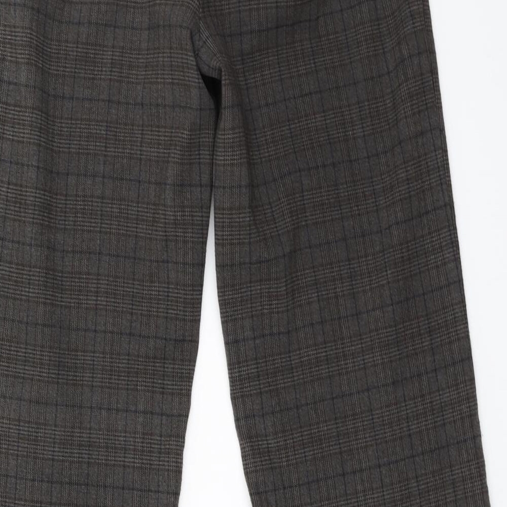 Primark Womens Brown Check  Trousers  Size 12 L30 in