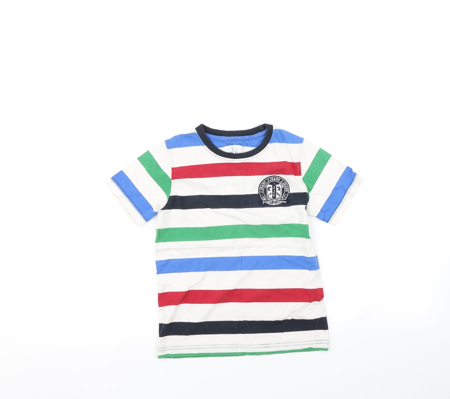 Jasper Conran Boys Multicoloured Striped  Basic T-Shirt Size 7-8 Years