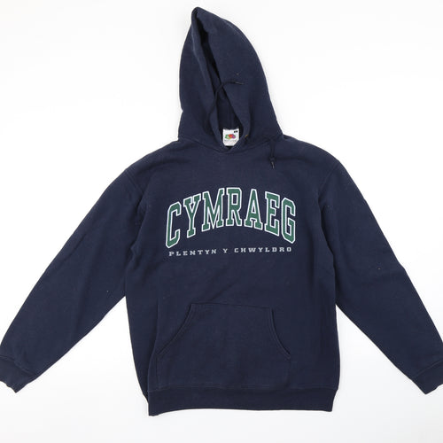 Fruit of the Loom Womens Blue   Pullover Hoodie Size M  - Cymraeg