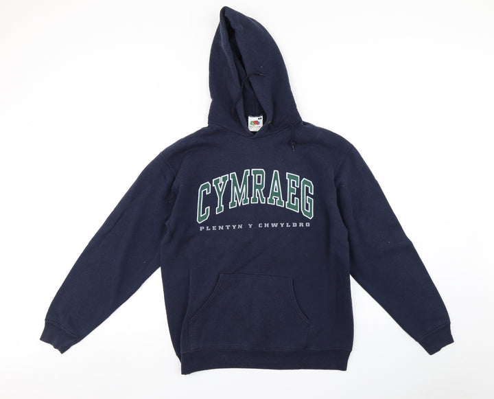 Fruit of the Loom Womens Blue   Pullover Hoodie Size M  - Cymraeg