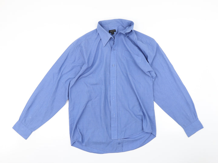 florence and Fred Mens Blue    Button-Up Size 13