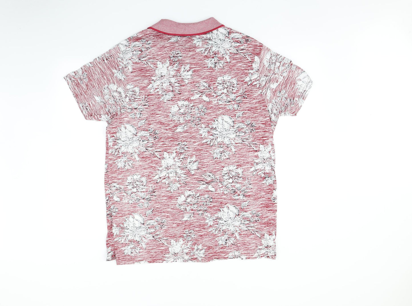 Weird Fish Mens Red Floral   Polo Size L