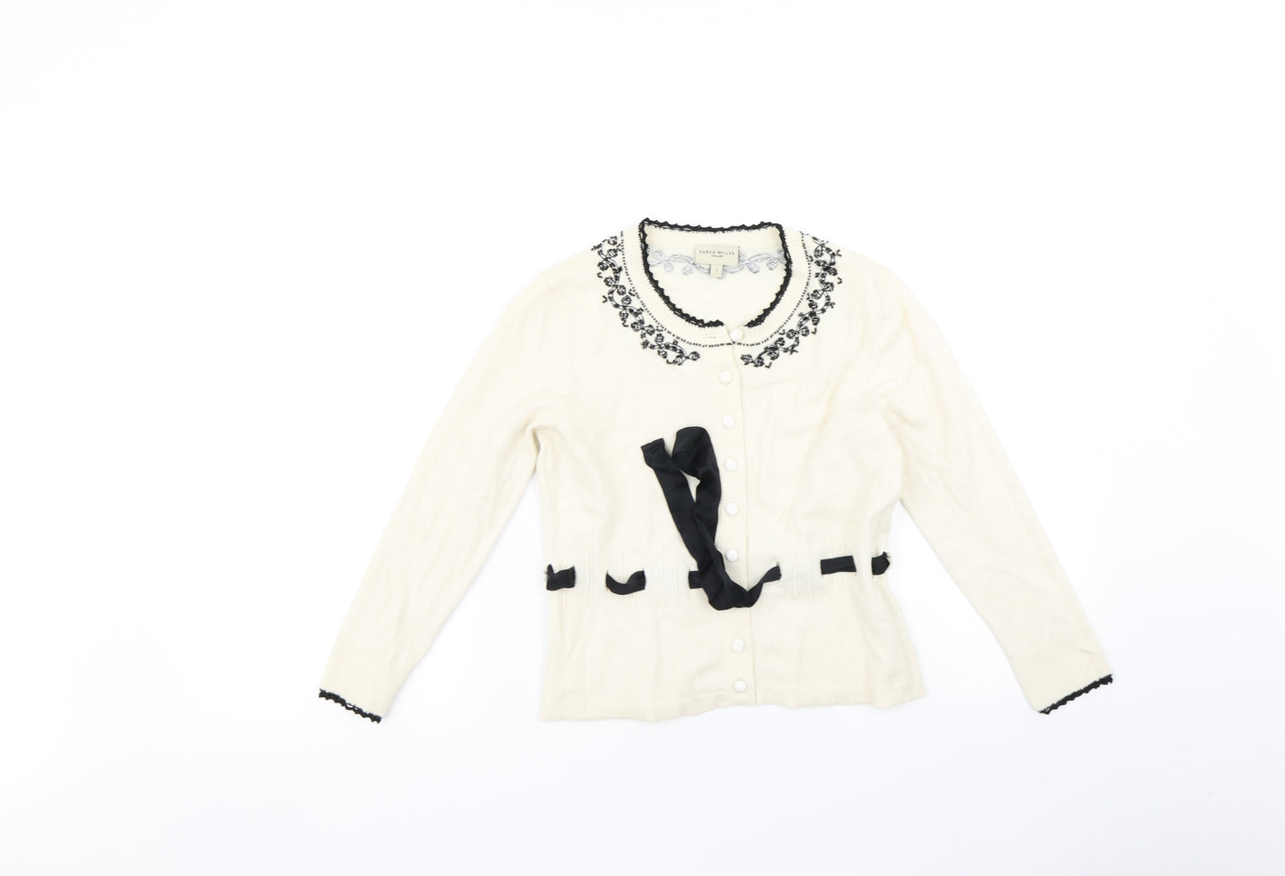 Karen Millen Womens Ivory   Cardigan Jumper Size S