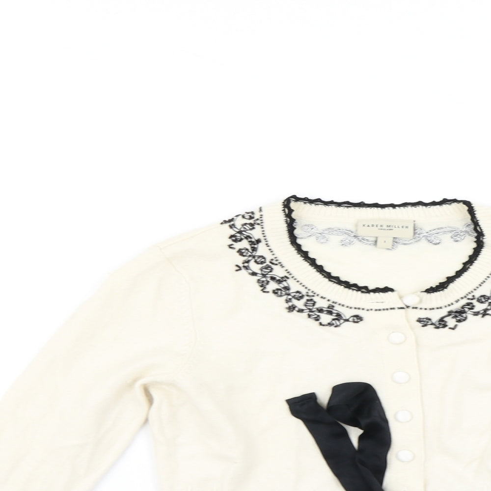 Karen Millen Womens Ivory   Cardigan Jumper Size S