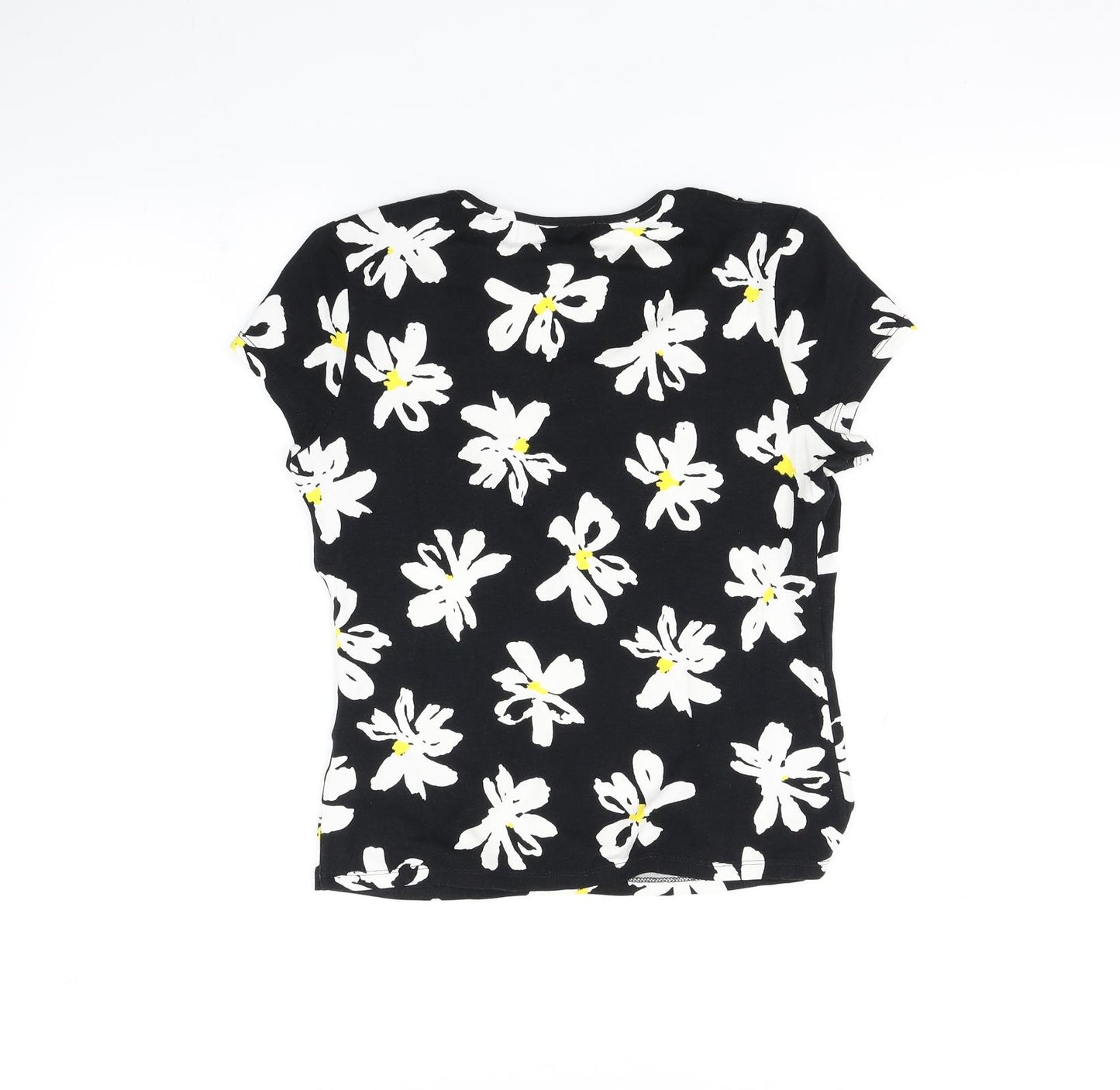 Precis Petite Womens Black Floral  Basic T-Shirt Size S