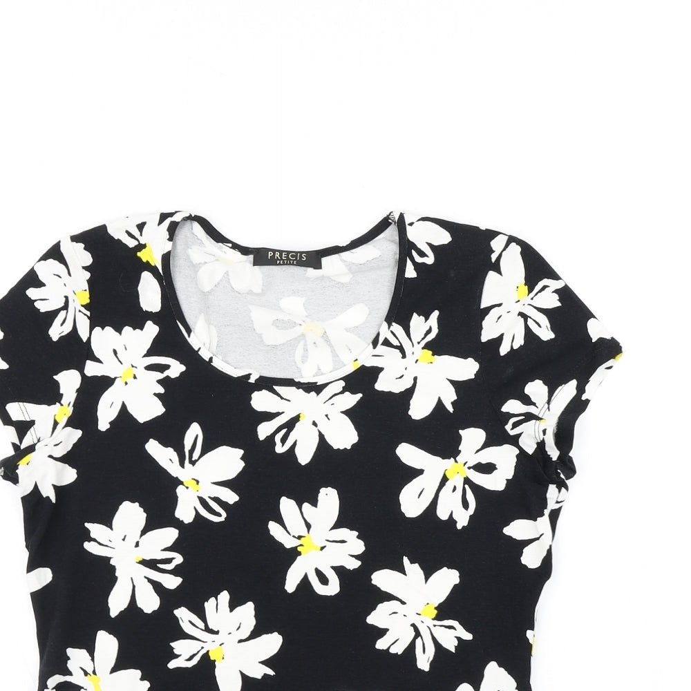 Precis Petite Womens Black Floral  Basic T-Shirt Size S