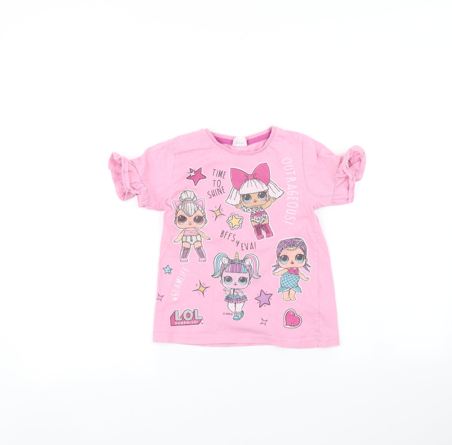 Matalan Girls Pink   Basic T-Shirt Size 7 Years  - LOL Dolls