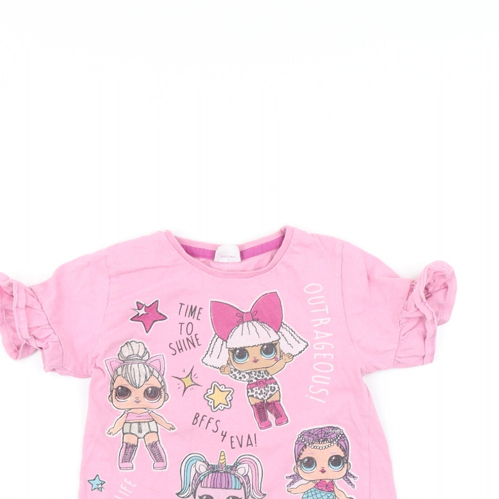 Matalan Girls Pink   Basic T-Shirt Size 7 Years  - LOL Dolls