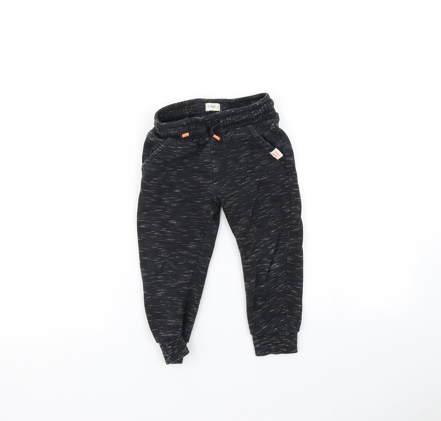 F&F Boys Black   Jogger Trousers Size 2-3 Years