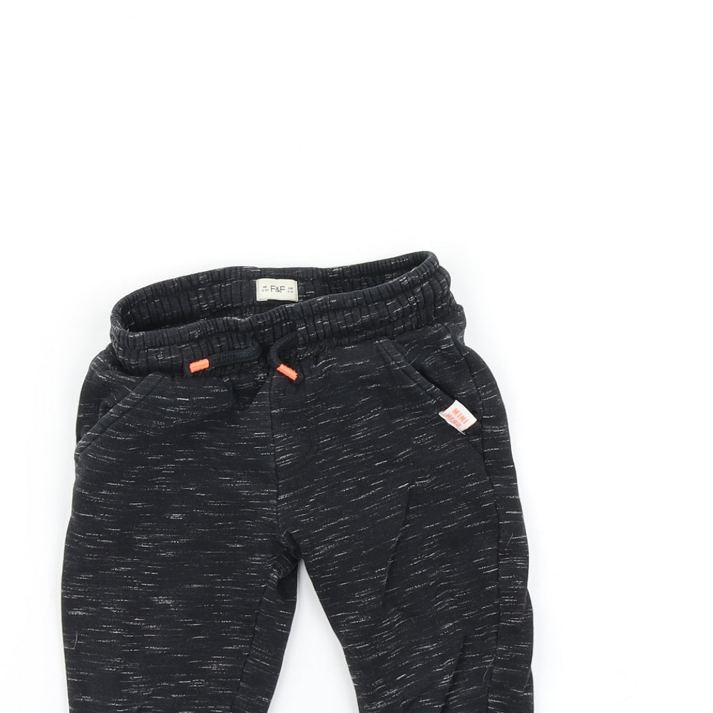 F&F Boys Black   Jogger Trousers Size 2-3 Years
