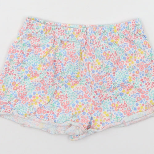 John Lewis Girls White Floral  Dungaree Shorts Shorts Size 4 Years