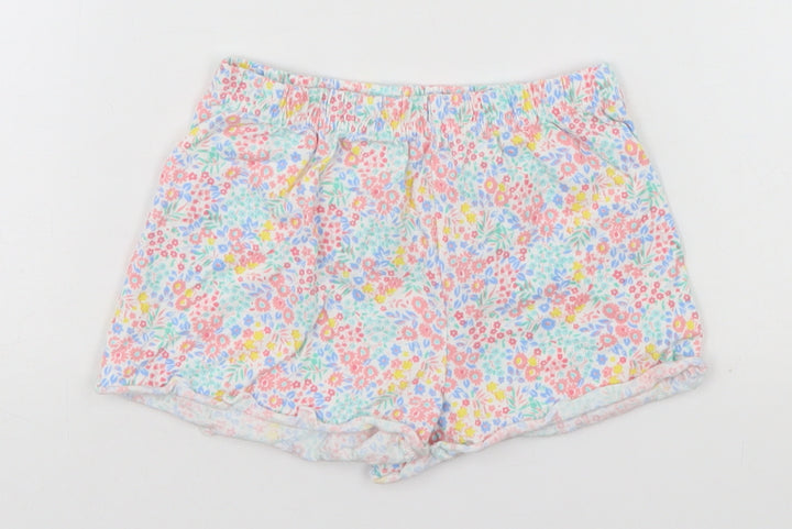 John Lewis Girls White Floral  Dungaree Shorts Shorts Size 4 Years