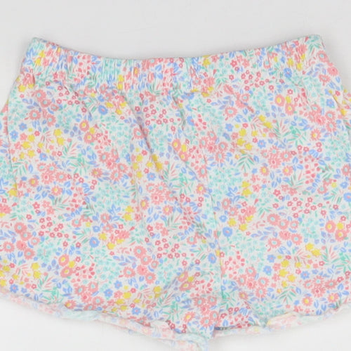 John Lewis Girls White Floral  Dungaree Shorts Shorts Size 4 Years