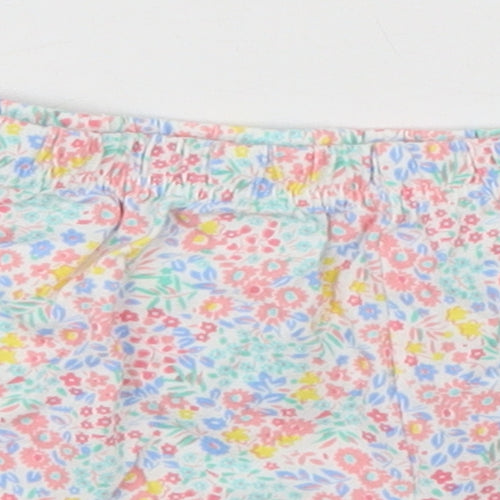 John Lewis Girls White Floral  Dungaree Shorts Shorts Size 4 Years