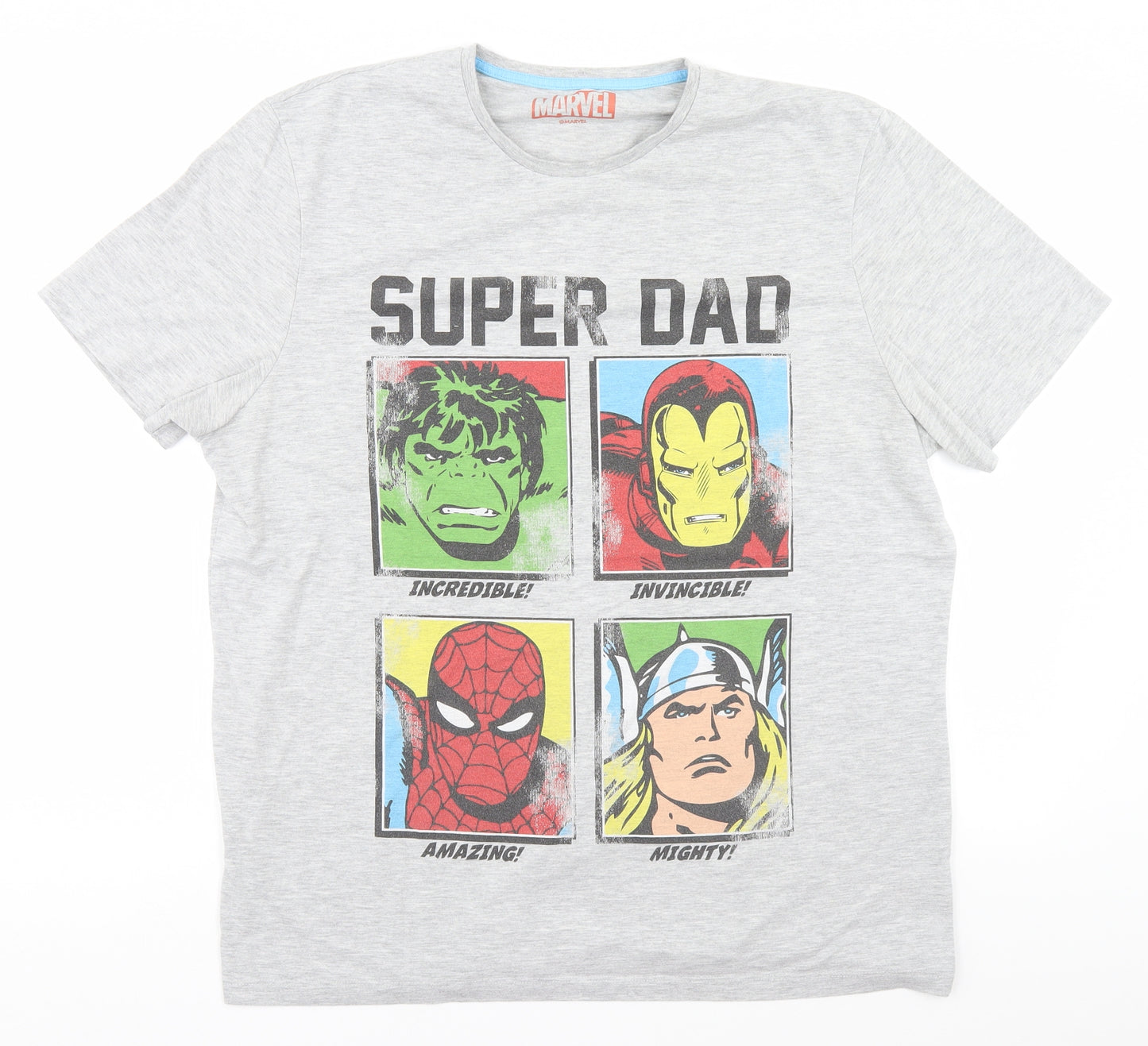 Marvel Mens Grey    T-Shirt Size XL  - Avengers, Super Dad