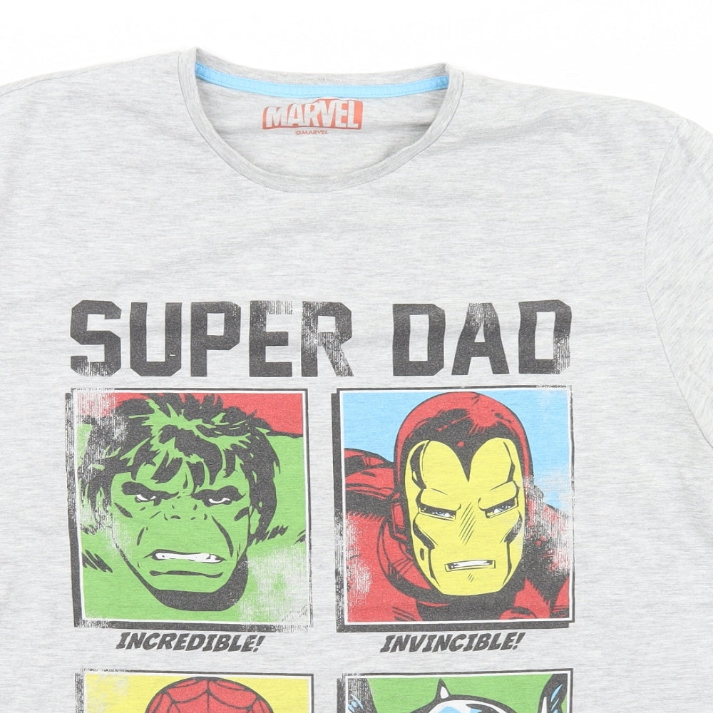 Marvel Mens Grey    T-Shirt Size XL  - Avengers, Super Dad