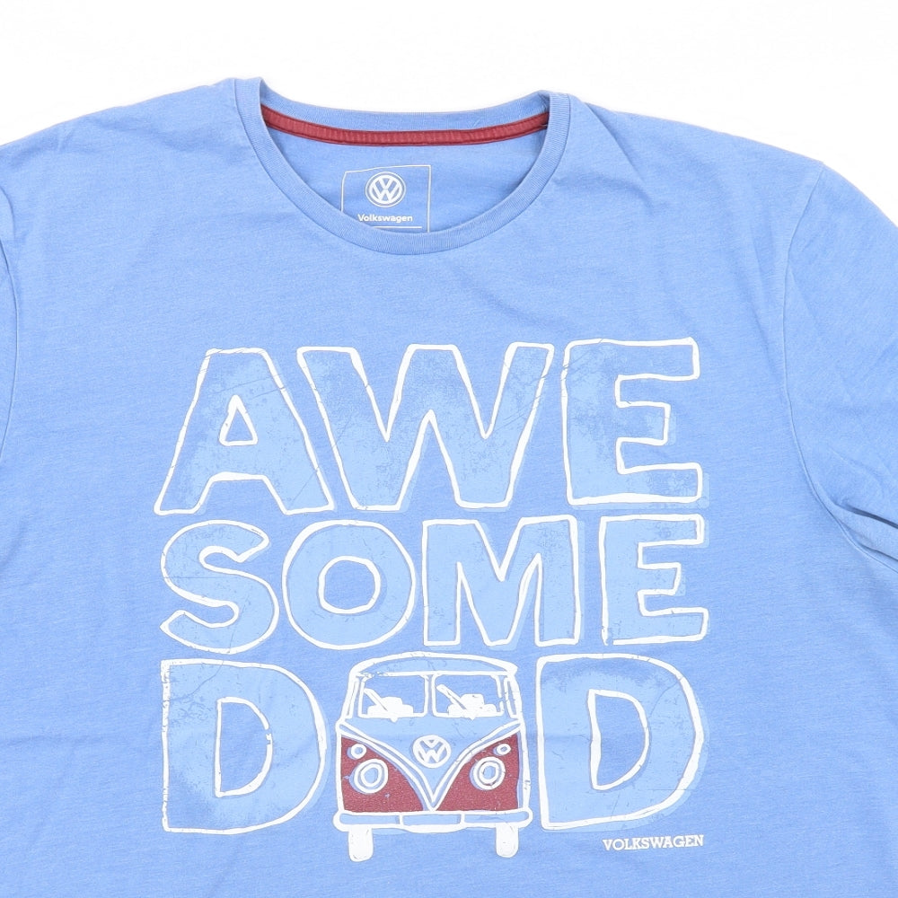 Volkswagen Womens Blue   Basic T-Shirt Size XL  - Awesome Dad