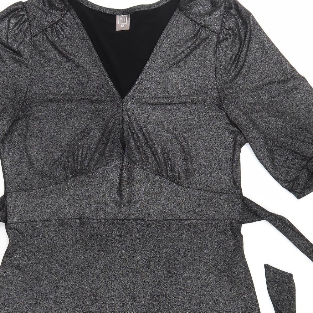 TU Womens Silver   Basic Blouse Size 12