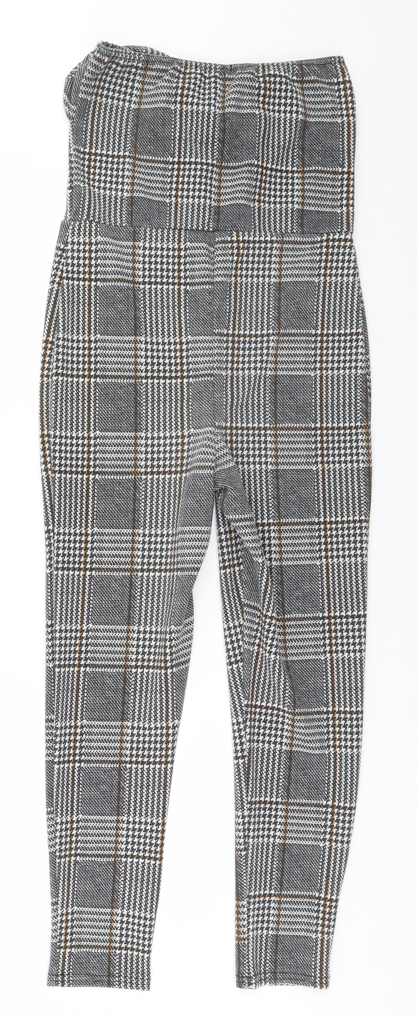 PRETTYLITTLETHING Womens Grey Houndstooth  Jumpsuit One-Piece Size 8 L24 in